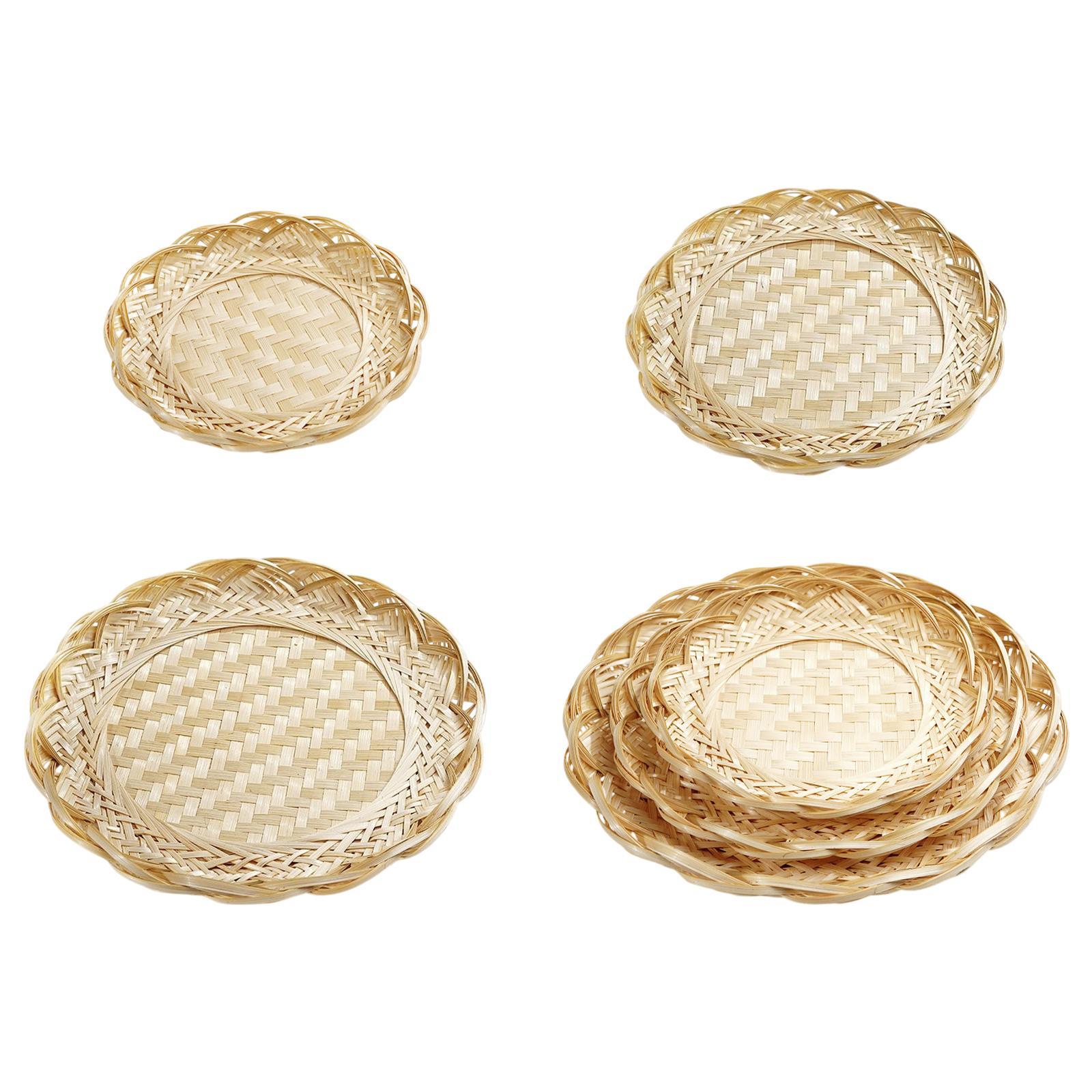 Food Platter Snacks - Bamboo Basket Tray Food Storage Platter