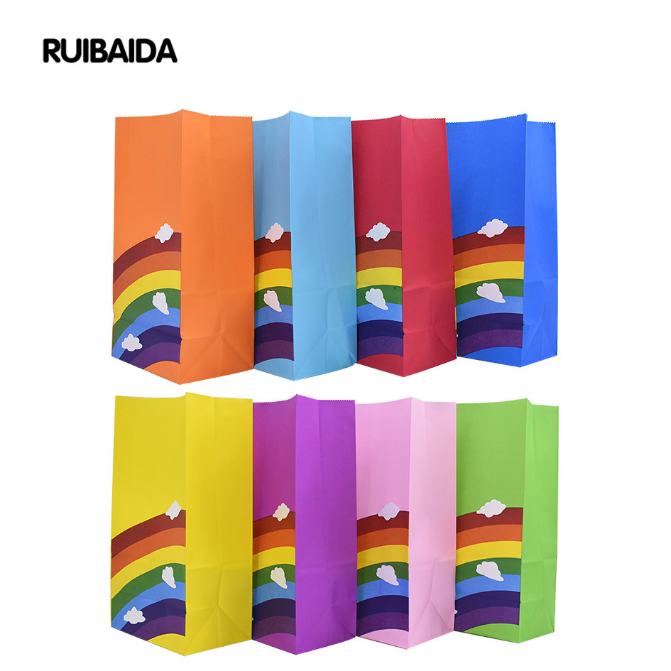 Food Or Snacks - 10/20/25pcs Kraft Rainbow Food Bags Kids