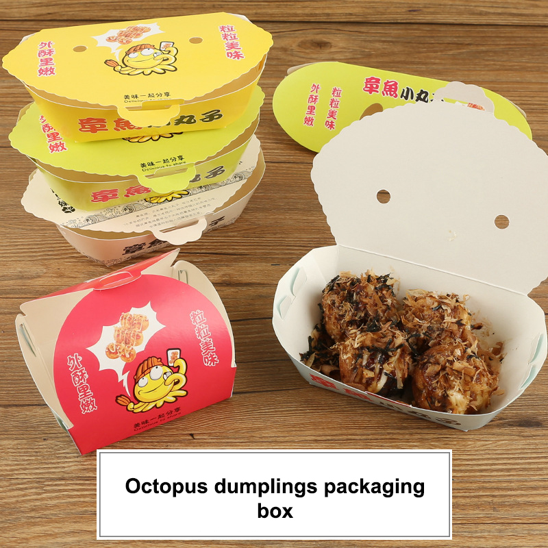 Street Food Snacks - 100Pcs Disposable Cartoon Octopus Ball Packaging