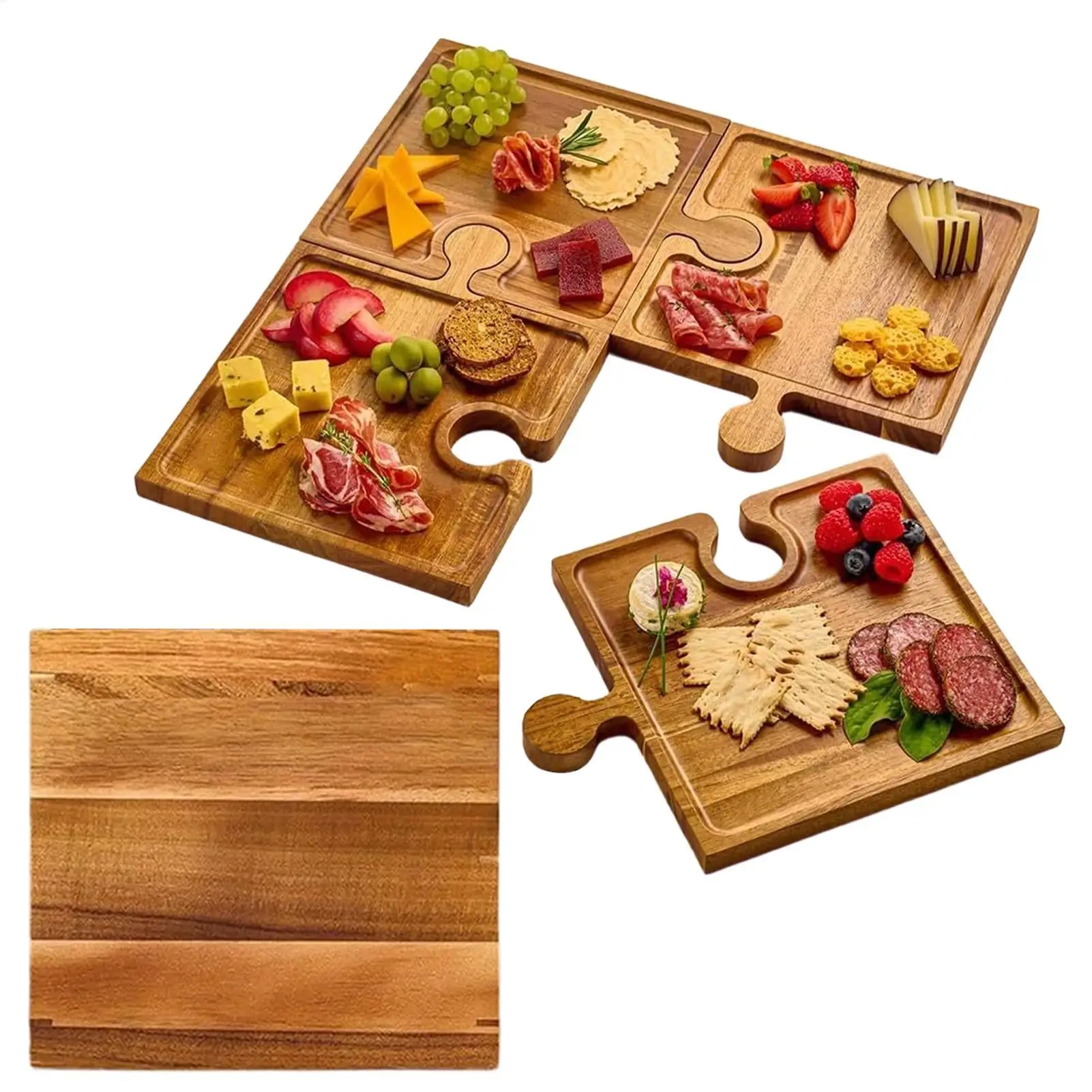 Food Platter Snacks - Puzzle Food Display Tray Wooden Charcuterie