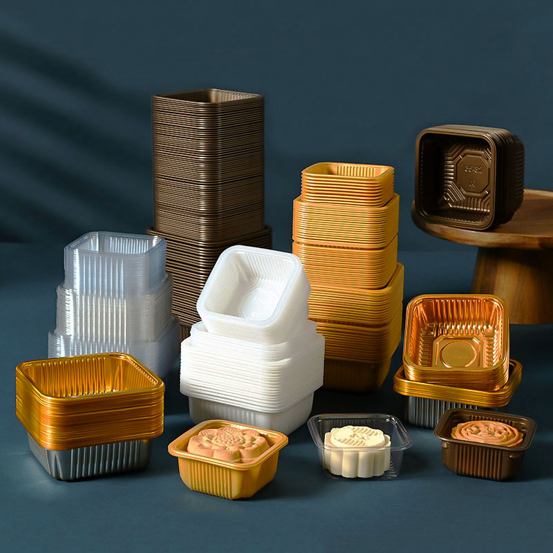 Food Or Snacks - 100pcs Mooncake Plastic Tray PET Pastry