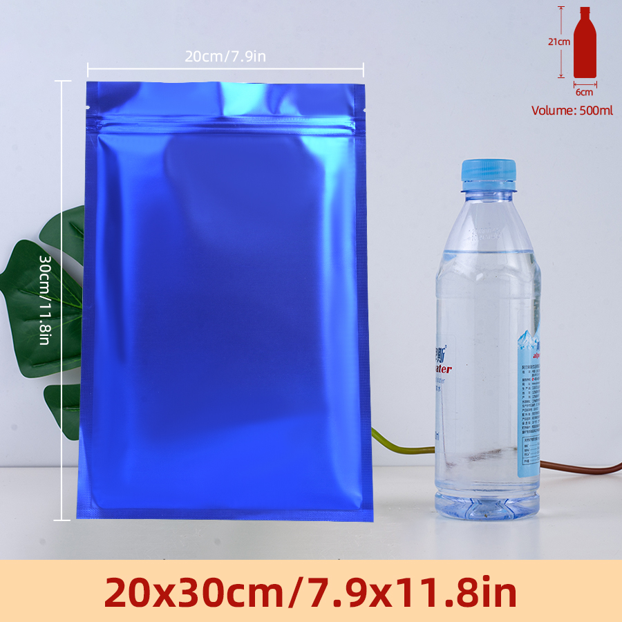 Food And Snacks - 100pcs Matte Blue Foil Zipper Pouches,