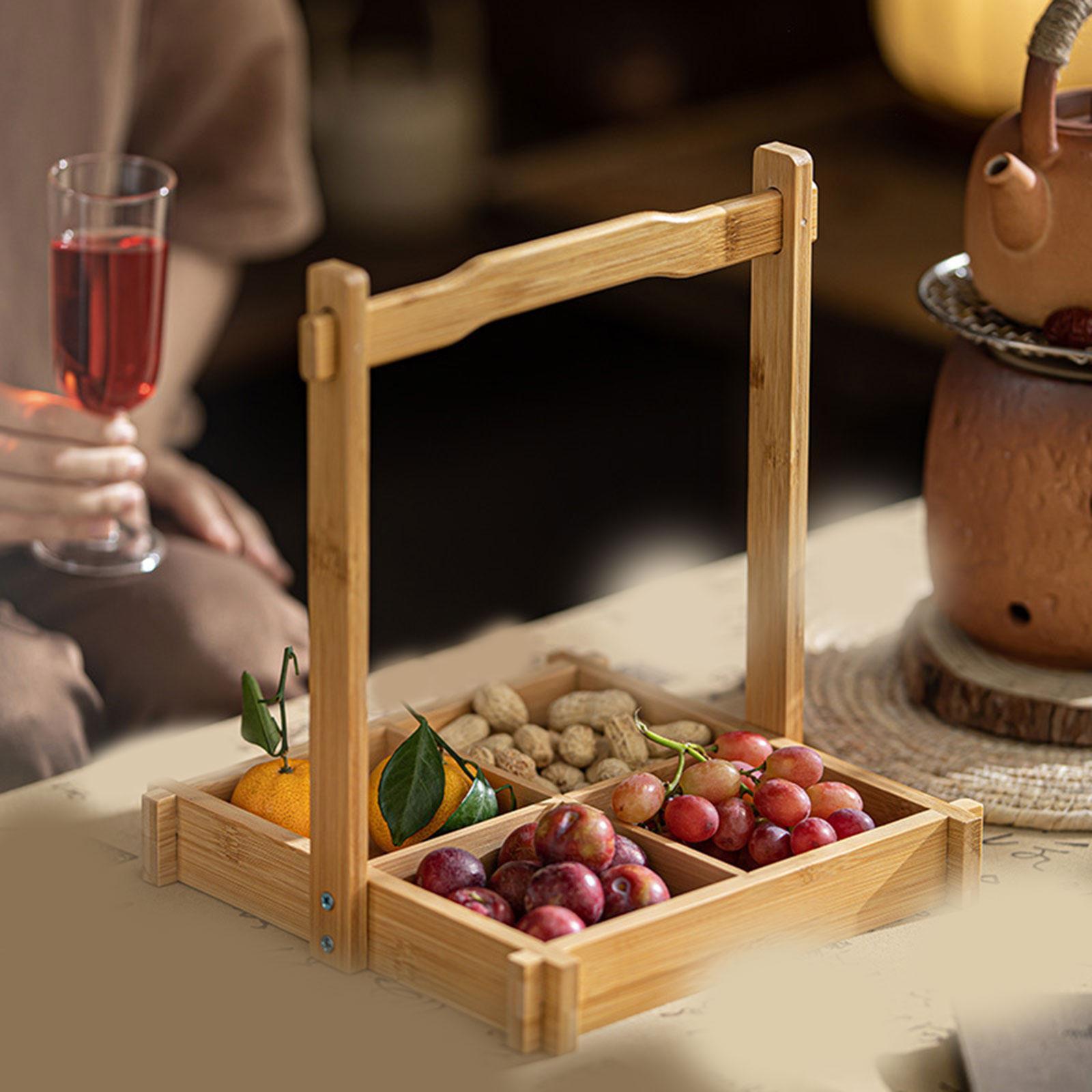 Food Platter Snacks - Bamboo Nuts Platter Tray Sectional Serving
