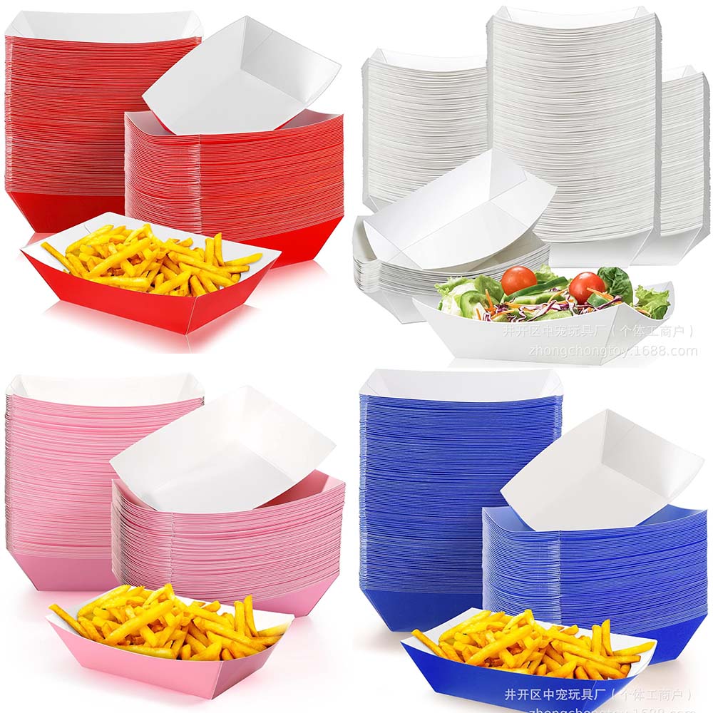 Food Snacks For Baby Shower - 6-30pcs Solid Color Paper Boat Shaped