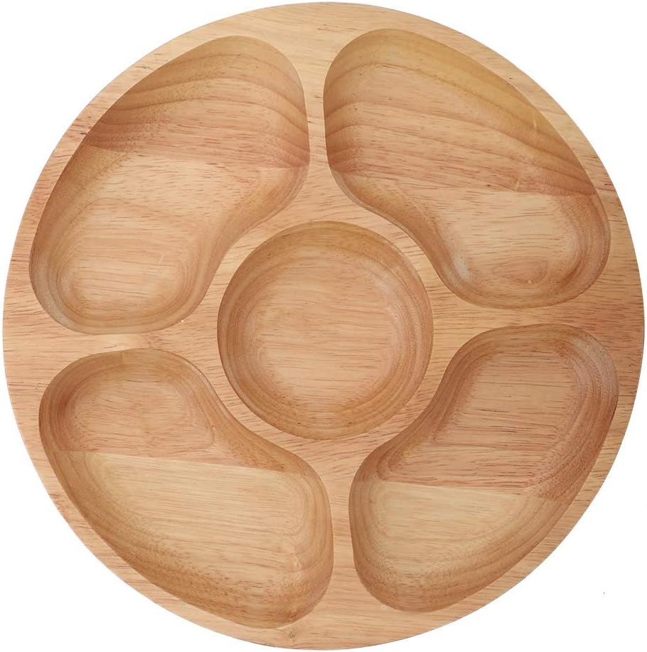 5 Sectional Tray, Wooden Divid - Food Platter Snacks ulasan dan harga