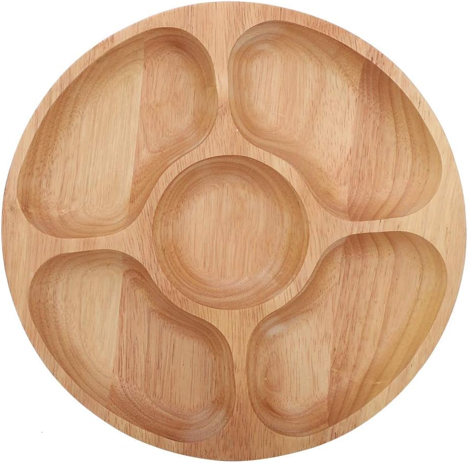 5 Sectional Tray, Wooden Divid - Food Platter Snacks ulasan dan harga