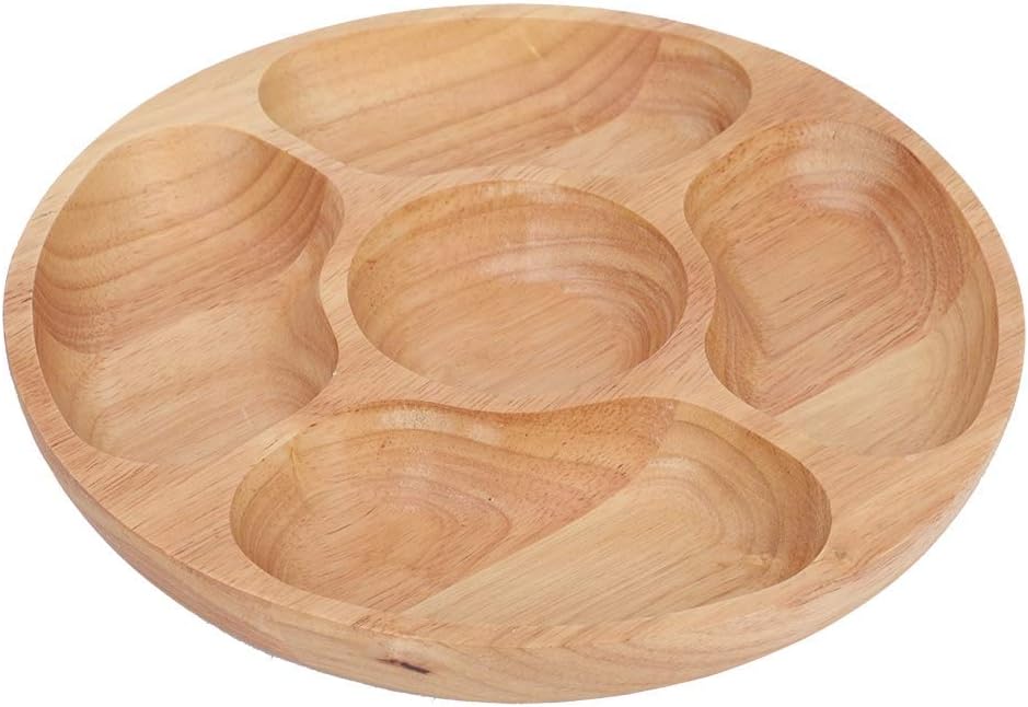 5 Sectional Tray, Wooden Divid - Food Platter Snacks ulasan dan harga