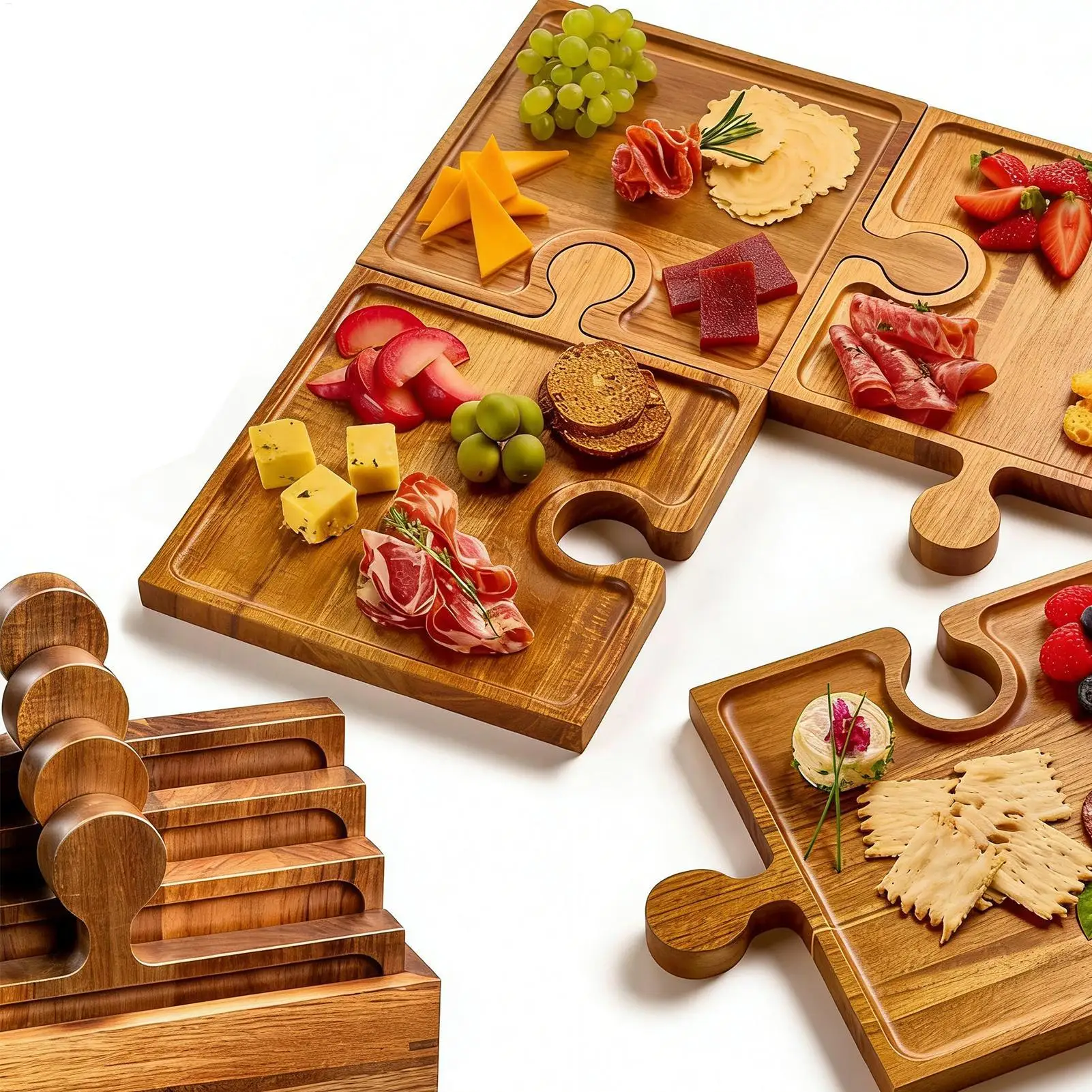 Puzzle Food Display Tray Woode - Food Platter Snacks ulasan dan harga