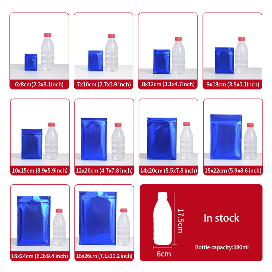 100pcs Matte Blue Foil Zipper  - Food And Snacks ulasan dan harga