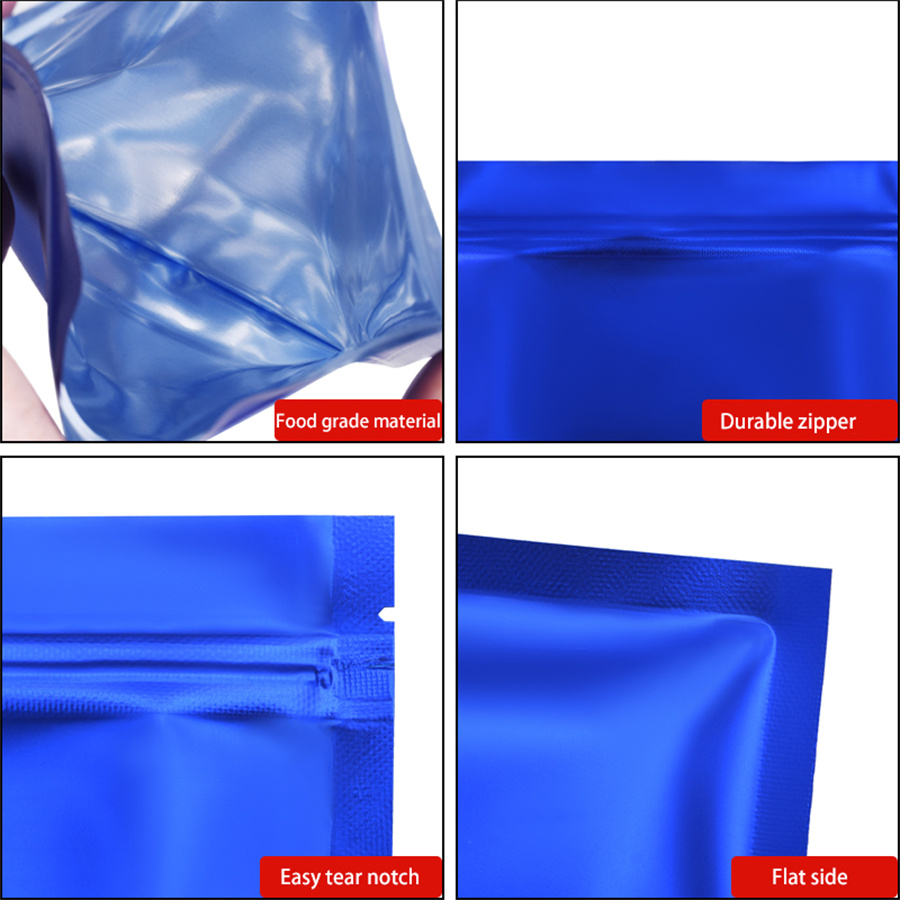 100pcs Matte Blue Foil Zipper  - Food And Snacks ulasan dan harga