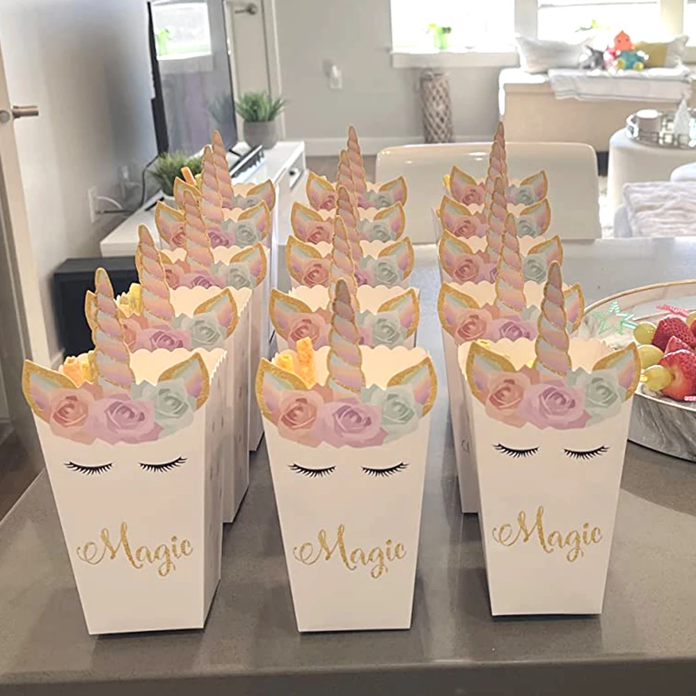 6/12pcs Unicorn Popcorn Box Un - Food Snacks For Baby Shower ulasan dan harga