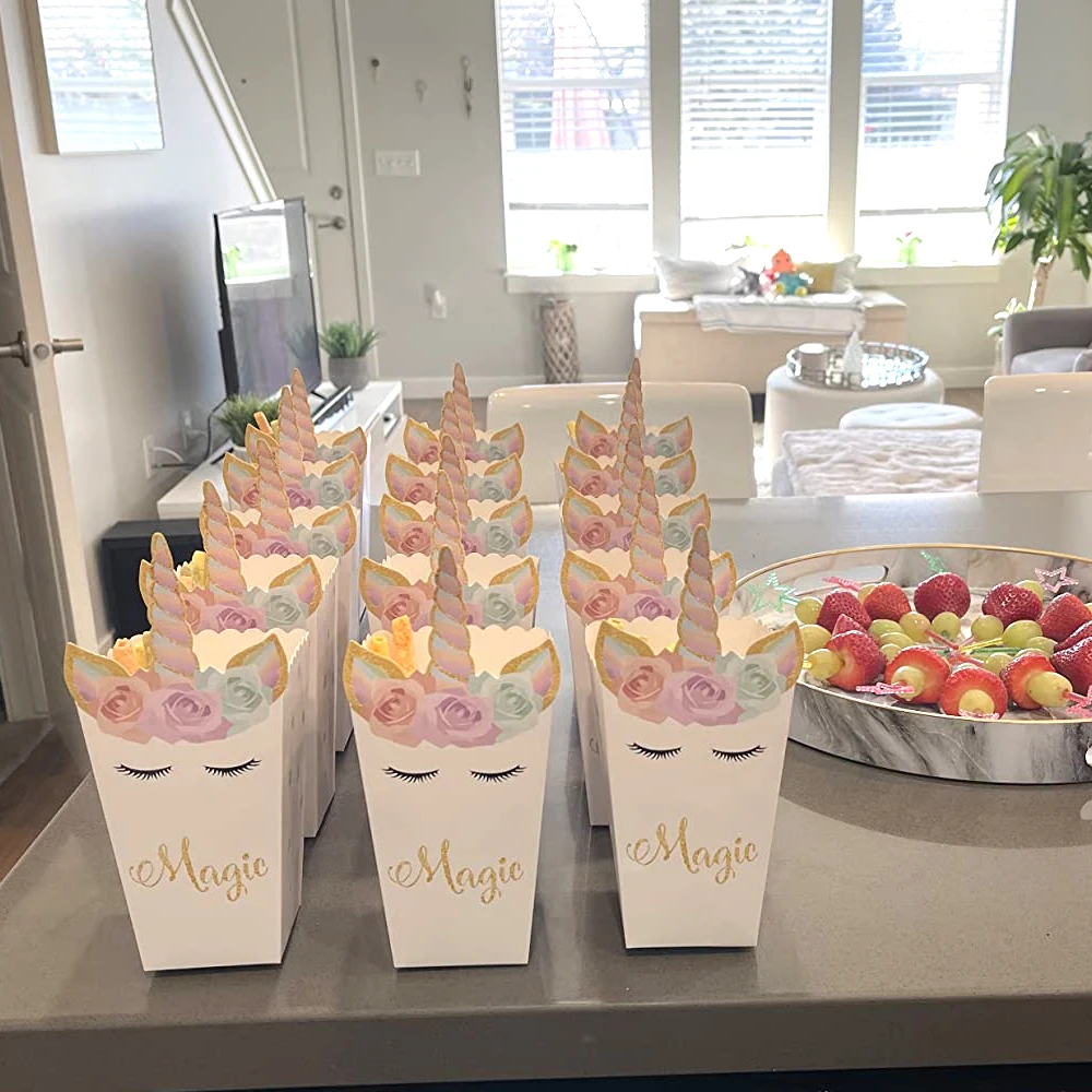 6/12pcs Unicorn Popcorn Box Un - Food Snacks For Baby Shower ulasan dan harga