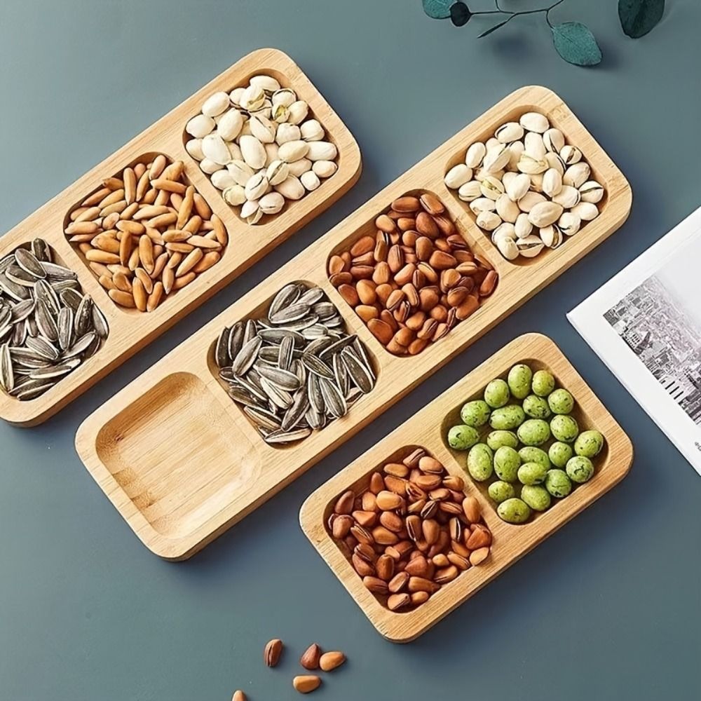 Natural Bamboo Divided Snack S - Food Platter Snacks ulasan dan harga