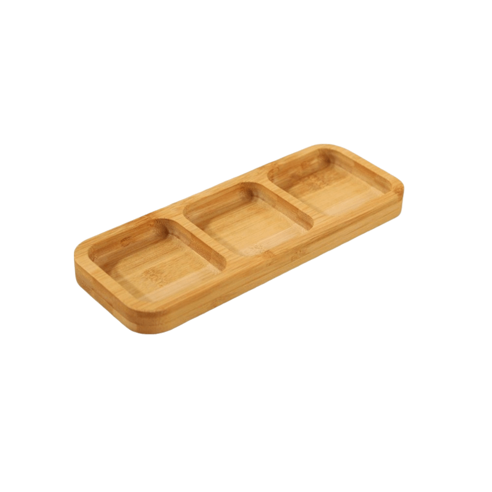 Natural Bamboo Divided Snack S - Food Platter Snacks ulasan dan harga