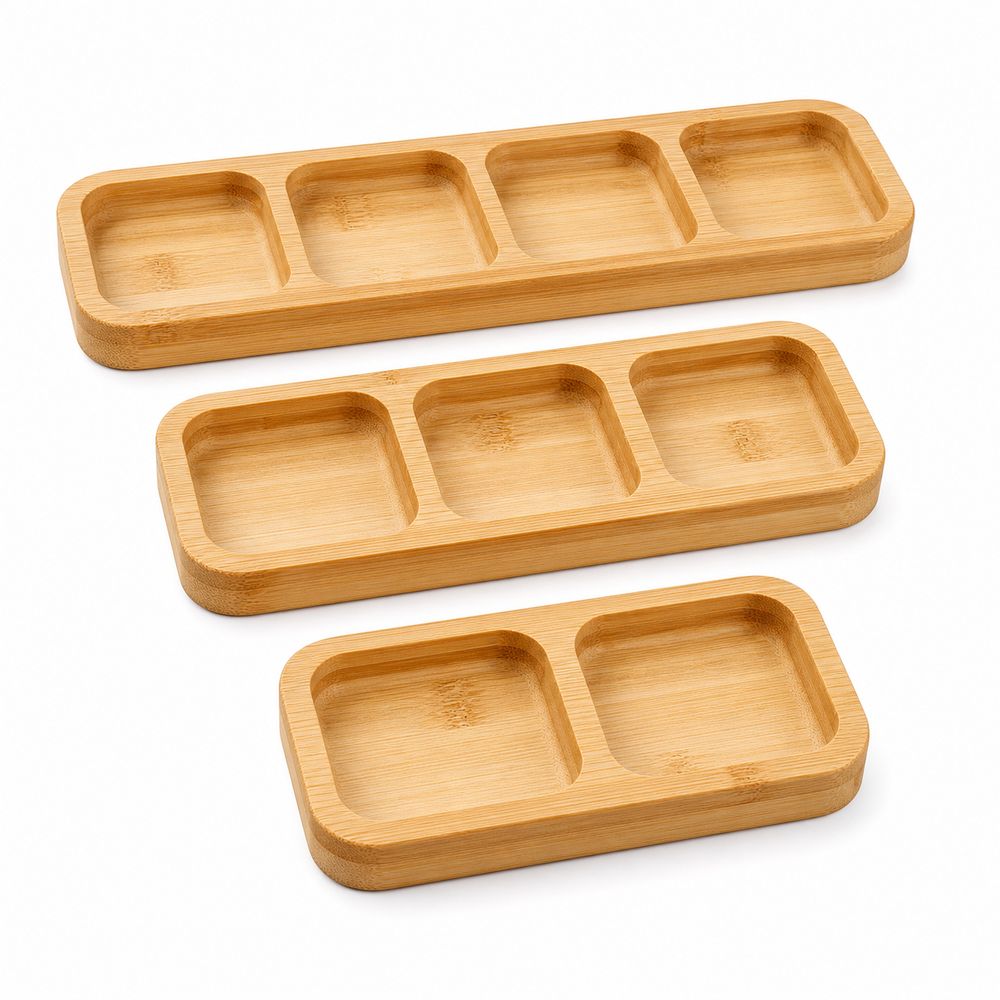 Natural Bamboo Divided Snack S - Food Platter Snacks ulasan dan harga