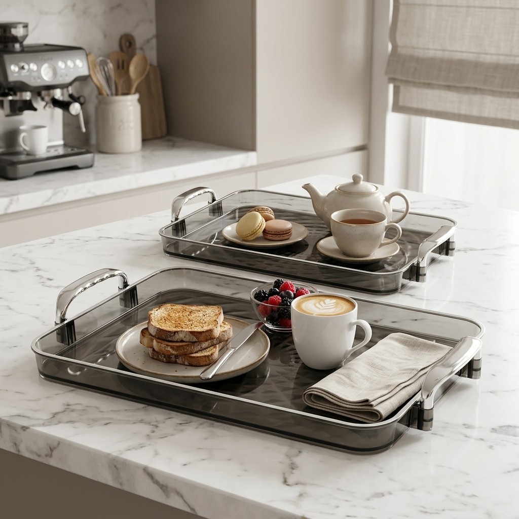 Clear Plastic Serving Tray wit - Food Platter Snacks ulasan dan harga