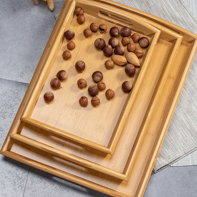 Natural Bamboo Serving Tray Se - Food Platter Snacks ulasan dan harga
