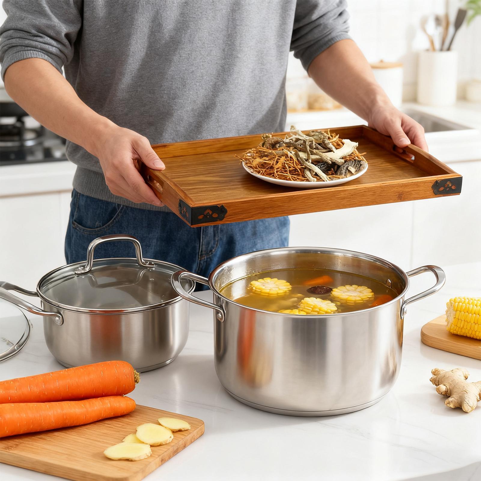 Wooden Serving Tray with Handl - Food Platter Snacks ulasan dan harga